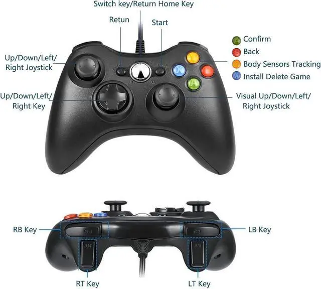 Alt view image 5 of 6 - Xbox 360 Wired Controller Joystick Wired Controller for Xbox 360 Windows PC