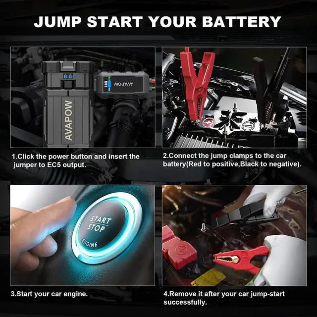Alt view image 5 of 6 - Jump Starter 2000A Peak 18000mAh Portable Battery Jump Starter for Car with Dual USB Quick Charge 3.0(Up to 8.0L Gas or 6.5L Diesel),12V Jump Box,Compact Lithium Car Power Pack