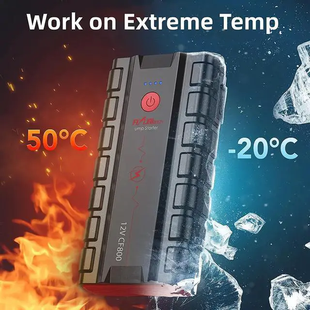 Alt view image 6 of 7 - Car Jump Starter 3000A Peak 12V (Up to 10.0L Gas or 9.0L Diesel Engine) Auto Battery Booster Portable Battery Starter Power Pack Quick Charge 3.0 USB Built-in LED