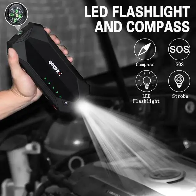Alt view image 3 of 7 - Jump Starter 1500A 18000mAh Battery Starter (Up to 8.0L Gas, 6.0L Diesel Engine) 12V Auto Portable Booster Lithium Battery Jumper Pack Jump Box with Quick Charger LED Light