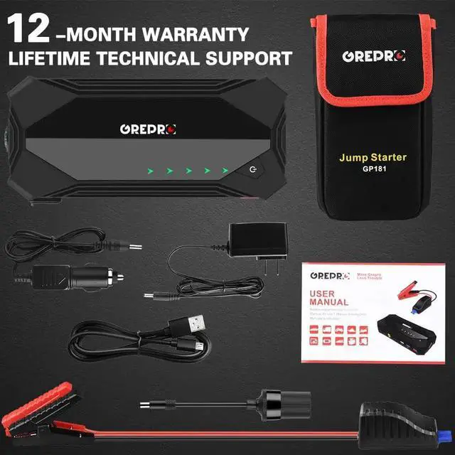 Alt view image 7 of 7 - Jump Starter 1500A 18000mAh Battery Starter (Up to 8.0L Gas, 6.0L Diesel Engine) 12V Auto Portable Booster Lithium Battery Jumper Pack Jump Box with Quick Charger LED Light