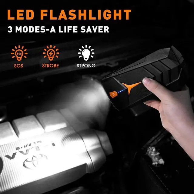 Alt view image 5 of 7 - Jump Starter, 1500A Peak Car Jump Starter for Up to 8L Gas or 6.0L Diesel Engine, 12V Auto Lithium Battery Booster for Cars, Trucks, SUV, Portable Power Pack with USB Quick Charge 3.0