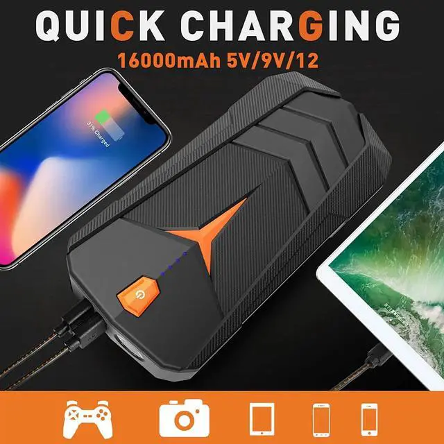 Alt view image 4 of 7 - Jump Starter, 1500A Peak Car Jump Starter for Up to 8L Gas or 6.0L Diesel Engine, 12V Auto Lithium Battery Booster for Cars, Trucks, SUV, Portable Power Pack with USB Quick Charge 3.0
