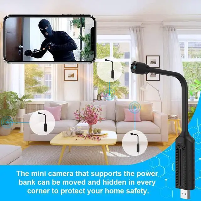 Alt view image 2 of 4 - Spy Camera WiFi Hidden Cameras - Wireless Mini Cameras for Home Security,Built-in Battery Nanny Cam, USB Plug Security Camera 1080p Hd Pet Camera ,Mini spy Camera,Security Cameras Wireless Outdoor.
