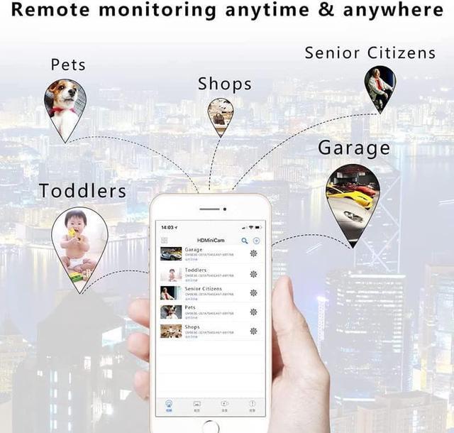 Alt view image 3 of 7 - Small Wireless WiFi Camera Hidden Spy Security Cameras,Pet Dog Camera Baby Cam 1080P Remote Portable Camera Phone APP