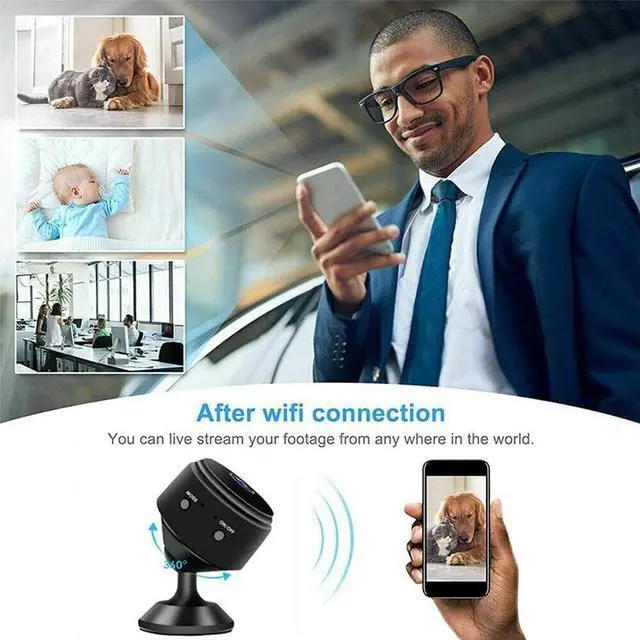Alt view image 3 of 7 - Mini Spy Hidden Camera WiFi Wireless Small Video Camera Full HD 1080P Night Vision Motion Detection Security Nanny Surveillance Cam Covert Cameras with App for Home Indoor Outdoor