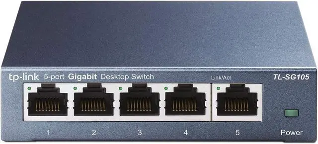 Main image of 5 Port Gigabit Ethernet Network Switch - Ethernet Splitter | Plug & Play | Fanless | Sturdy Metal w/ Shielded Ports | Traffic Optimization | Unmanaged | Limited Lifetime Protection