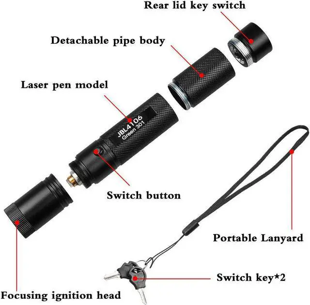 Alt view image 2 of 7 - Military 532nm G301 Green Laser Pointer Pen 5mW High Power Visible Beam Light Lazer with 18650 Battery & Dual Charger