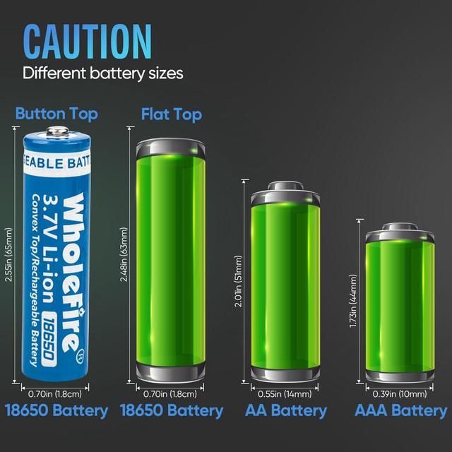 Alt view image 4 of 7 - 8PCS Wholefire Blue 5000mAh 18650 Battery Li-ion 3.7V Rechargeable Batteries for Flashlight Laser Camera Headlight + 2PCS Dual Charger