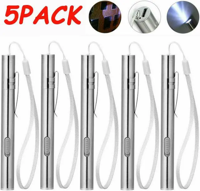 Main image of 5Pack Pen Light Flashlight with USB Cable 400 lumens Rechargeable Penlight Mini LED Pocket Flashlight for Camping /Hiking/ Work Repair/Doctors