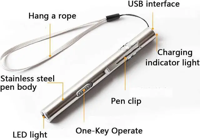Alt view image 2 of 7 - 5Pack Pen Light Flashlight with USB Cable 400 lumens Rechargeable Penlight Mini LED Pocket Flashlight for Camping /Hiking/ Work Repair/Doctors