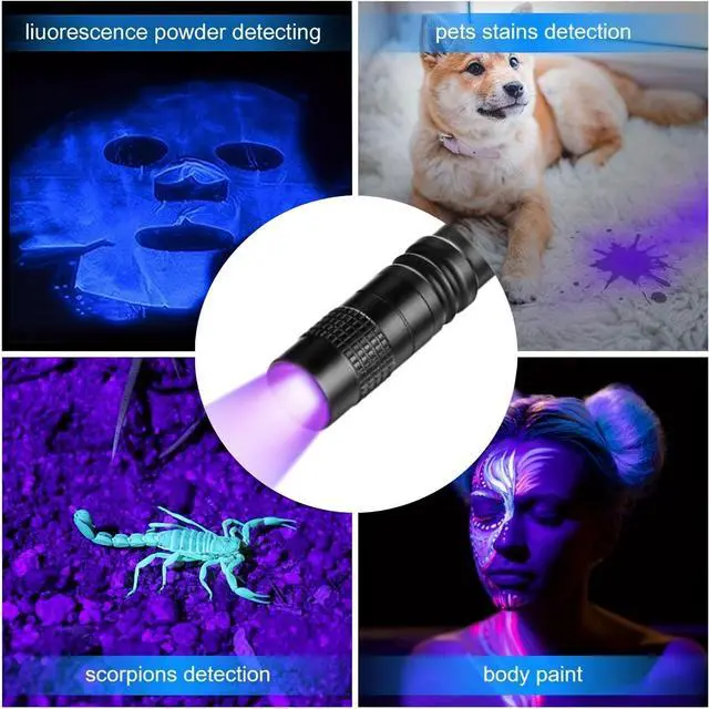 Alt view image 7 of 7 - 10pcs UV Black Light Flashlight, 395nm Ultraviolet Mini Pocket Pen Light with Clip, Portable Handheld Blacklight Detector for Scorpion, Leak, Pet Urine, Hotel Inspection (Not included Battery)