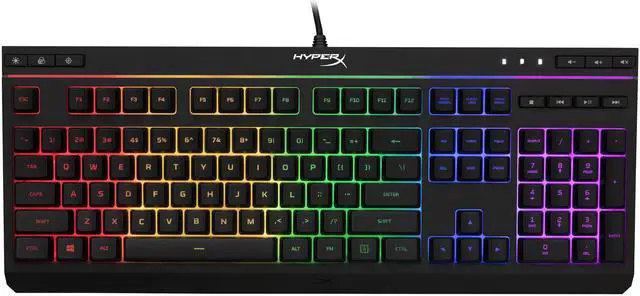 Alt view image 7 of 13 - HyperX Alloy Core RGB - Membrane Gaming Keyboard, Comfortable Quiet Silent Keys with RGB LED Lighting Effects, Spill Resistant, Dedicated Media Keys, Compatible with Windows 10/8.1/8/7 - Black