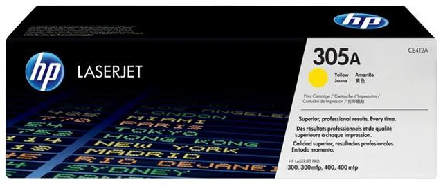 Main image of HP 305A Yellow Original LaserJet Toner Cartridge, ~2,600 pages, CE412A