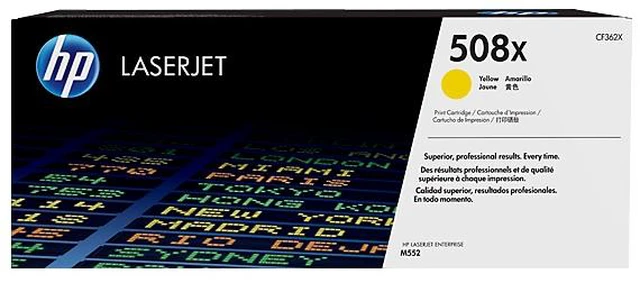 Main image of HP 508X High Yield Yellow Original LaserJet Toner Cartridge, ~9,500 pages,