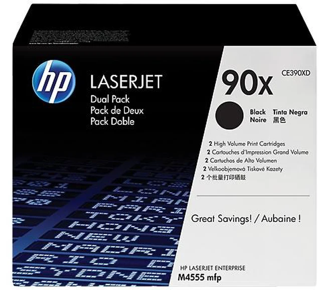Main image of HP 90X 2-pack High Yield Black Original LaserJet Toner Cartridges, ~24,000