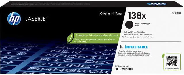 Main image of HP 138X High Yield Black Original LaserJet Toner Cartridge, Average cartridge