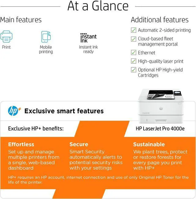 Alt view image 8 of 11 - HP LaserJet Pro 4001dne Wired Laser Printer Monochrome 2Z600EBGJ
