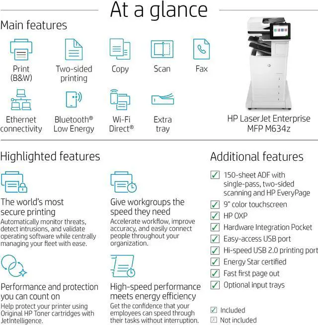 Alt view image 7 of 8 - HP Inc. LaserJet Enterprise MFP M634z Multifunction Laser Printer, Copy/Fax