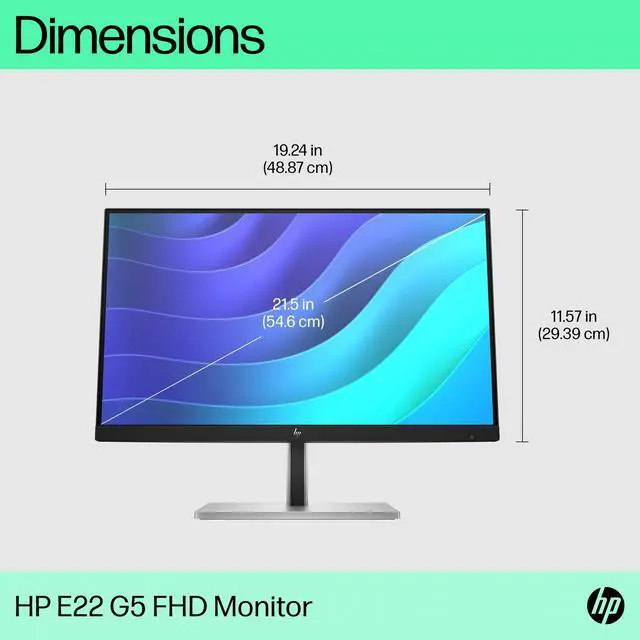 Alt view image 10 of 20 - HP P22h G5 21.5" FHD IPS Monitor 1080p Refresh Rate 5ms GtG Refresh Rate 75Hz Contrast Ratio 1000:1 Stereo Speakers Tilt HDMI DisplayPort VGA - 64W30AA
