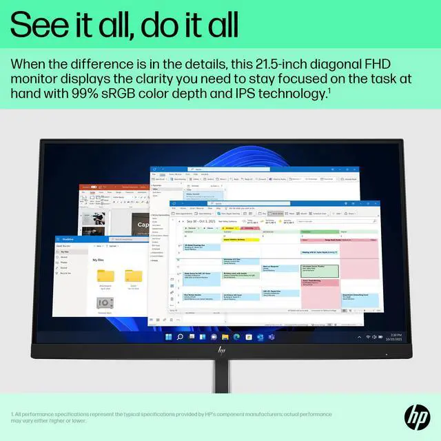 Alt view image 11 of 20 - HP P22h G5 21.5" FHD IPS Monitor 1080p Refresh Rate 5ms GtG Refresh Rate 75Hz Contrast Ratio 1000:1 Stereo Speakers Tilt HDMI DisplayPort VGA - 64W30AA