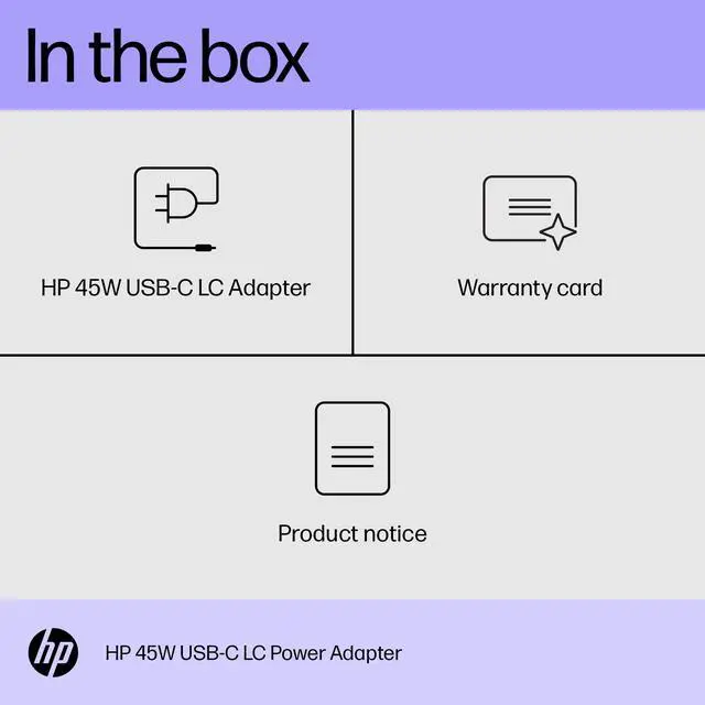Alt view image 8 of 9 - HP 1MZ01AA#ABA Original 45W USB-C Power Adapter for Chromebook x360/Pro x2