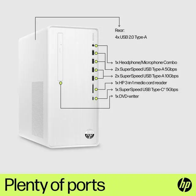 Alt view image 4 of 4 - HP Pavilion Desktop 12th gen Intel Core i5, 8 GB; 1 TB HDD ; 512 GB SSD  Windows
