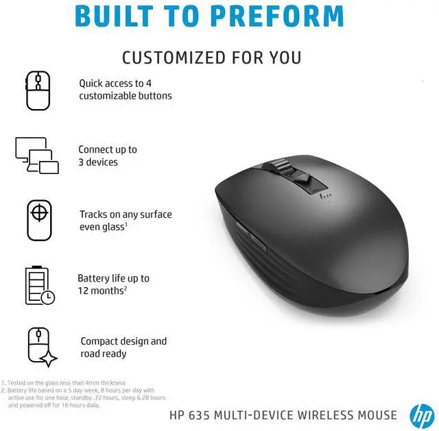 Alt view image 8 of 9 - HP 635 Multi-Device Wireless Mouse