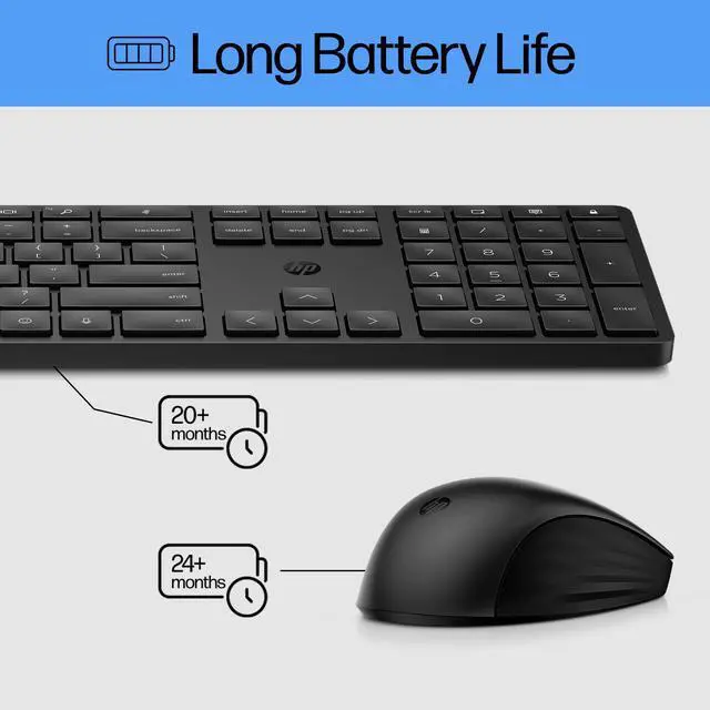Alt view image 6 of 7 - HP 650 Wireless Keyboard & Mouse Combo - 2.4Ghz Wireless, USB Receiver, Low-Profile Keys, 20+ Programmable Keys, DPI Mouse - 20+ Months Keyboard, 24+ Mouse Battery - Win, Chrome, MacOS (4R013AA#ABL)