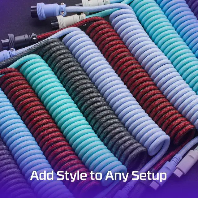 Alt view image 5 of 7 - HyperX USB-C Coiled Cable Light Green-White