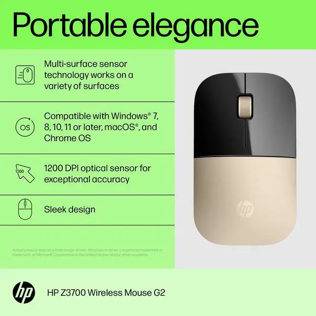 Alt view image 5 of 7 - HP Z3700 Modern Gold Wireless Mouse G2