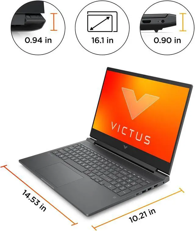 Alt view image 8 of 9 - HP Victus - 16.1" 144 Hz IPS - Intel Core i7 13th Gen 13700H (2.40GHz) - NVIDIA GeForce RTX 4050 Laptop GPU - 16 GB DDR5 - 1 TB PCIe SSD - Windows 11 Home 64-bit - Gaming Laptop (16-r0097nr)
