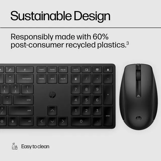 Alt view image 3 of 7 - HP 650 Wireless Keyboard & Mouse Combo - 2.4Ghz Wireless, USB Receiver, Low-Profile Keys, 20+ Programmable Keys, DPI Mouse - 20+ Months Keyboard, 24+ Mouse Battery - Win, Chrome, MacOS (4R013AA#ABL)