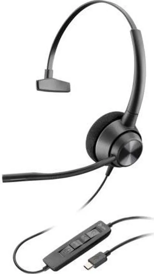 Alt view image 3 of 4 - Poly EncorePro 310 USB-C Monoaural Headset TAA - Mono - USB Type C - Wired - 20 Hz - 10 kHz - Over-the-head, On-ear - Monaural - Supra-aural - 7.18 ft Cable - Omni-directional
