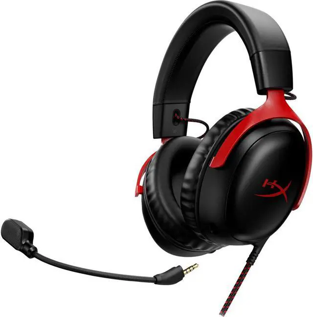 Alt view image 2 of 9 - HyperX Cloud III – Wired Gaming Headset, PC, PS5, Xbox Series X|S, Angled 53mm Drivers, DTS Spatial Audio, Memory Foam, Durable Frame, Ultra-Clear 10mm Mic, USB-C, USB-A, 3.5mm – Black/Red