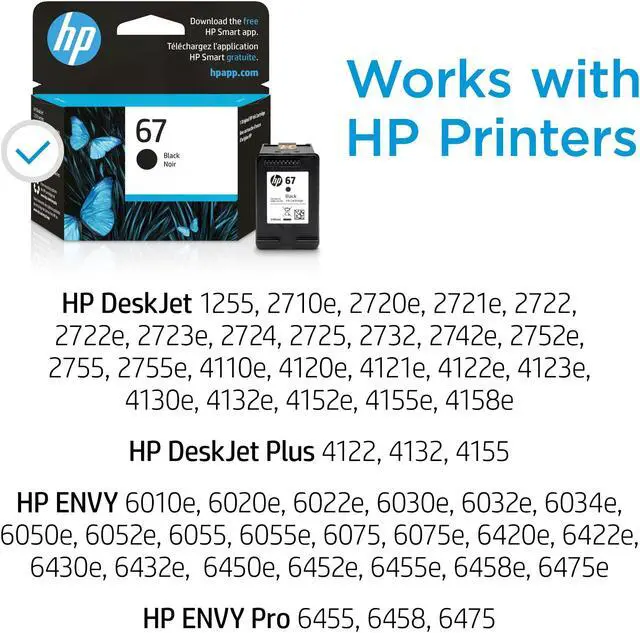 Alt view image 11 of 20 - HP 67 3YM56AN Inkjet Ink Cartridge Black in Retail Packaging