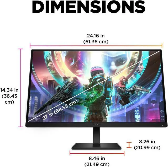 Alt view image 7 of 7 - OMEN by HP 27 inch QHD 240Hz Gaming Monitor - OMEN 27qs 27" QHD (2560 x 1440)