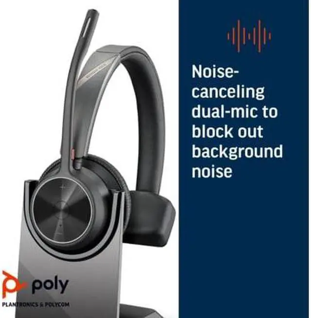 Alt view image 12 of 12 - Poly Voyager 4310 Microsoft Teams Certified Headset +BT700 dongle +Charging Stand (77Y93AA)