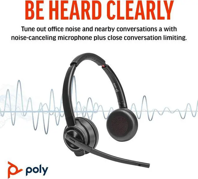 Alt view image 11 of 12 - HP Poly Savi 8420 Office Stereo Microsoft Teams Certified DECT 1920-1930 MHz Headset Model 8L7F5AA#ABA