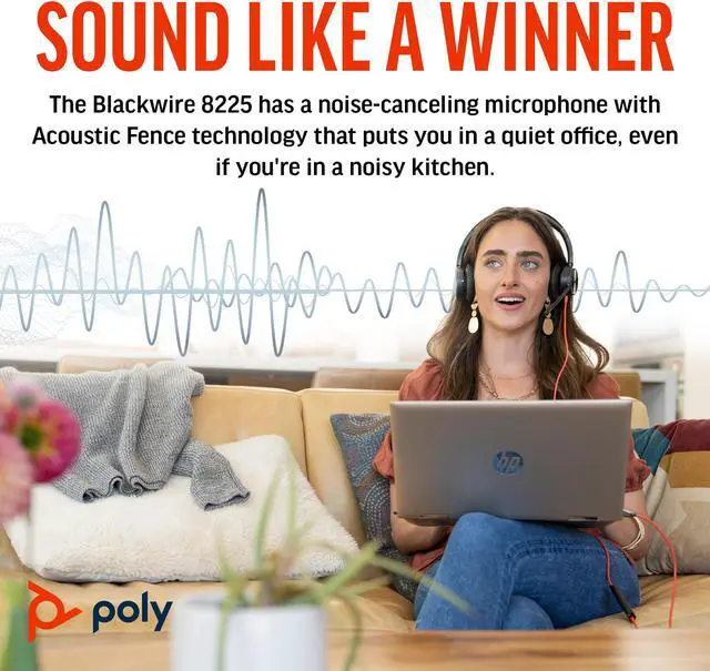 Alt view image 7 of 10 - Poly Blackwire 8225 Stereo Microsoft Teams Certified USB-C Headset + USB-C/A Adapter - Microsoft Teams Certification - Stereo - USB Type C - Wired - 32 Ohm - On-ear - Binaural - Ear-cup - 7.10 ft Cabl