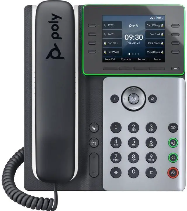 Alt view image 11 of 14 - HP Poly Edge E300 IP Phone Corded Desktop Wall Mountable Black VoIP 2x Network RJ-45 PoE Ports Model 82M92AA