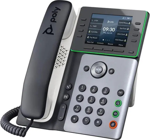 Alt view image 12 of 15 - HP Poly Edge E300 IP Phone Corded Desktop Wall Mountable Black VoIP 2x Network RJ-45 PoE Ports Model 82M92AA