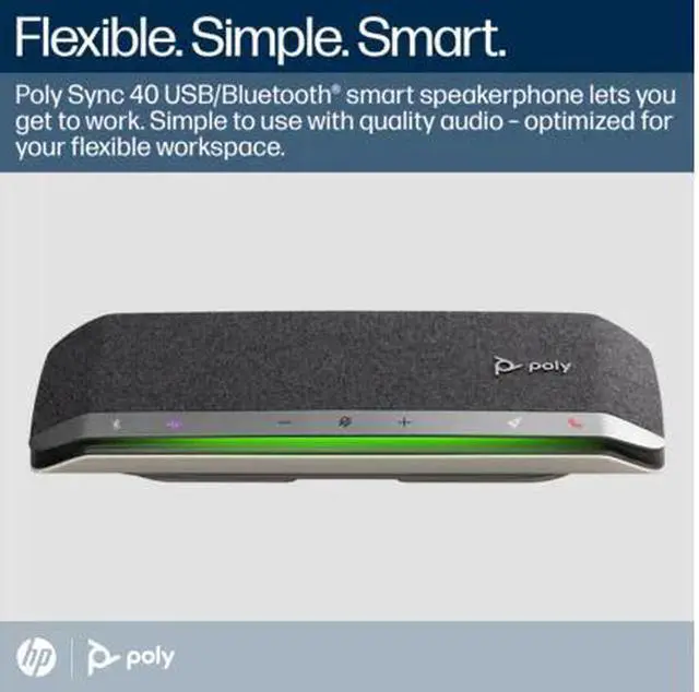 Alt view image 9 of 20 - Poly - Sync 40 Smart Speakerphone (Plantronics) - Flexible Work Spaces - Connect to PC/Mac via Combined USB-A/USB-C Cable and Smartphones via Bluetooth - Works with Teams (Certified), Zoom & More