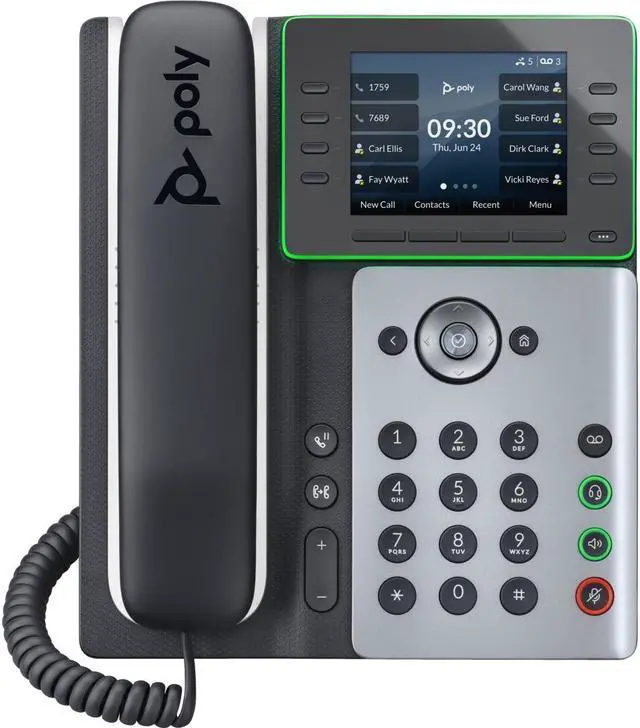 Alt view image 11 of 15 - HP Poly Edge E300 IP Phone Corded Desktop Wall Mountable Black VoIP 2x Network RJ-45 PoE Ports Model 82M92AA