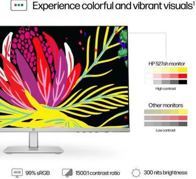 Alt view image 11 of 11 - HP - 27" IPS LED FHD 100Hz Monitor with Adjustable Height (HDMI, VGA) - Silver  and  Black (527SH)