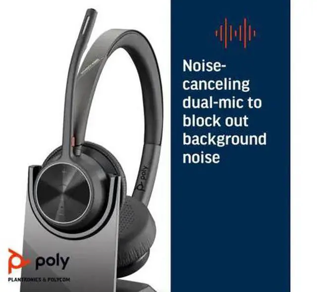 Alt view image 8 of 12 - Poly - Voyager 4320 UC Wireless Headset + Charge Stand (Plantronics) - Headphones with Boom Mic - Connect to PC/Mac via USB-A Bluetooth Adapter, Cell Phone via Bluetooth - Works with Teams, Zoom &More