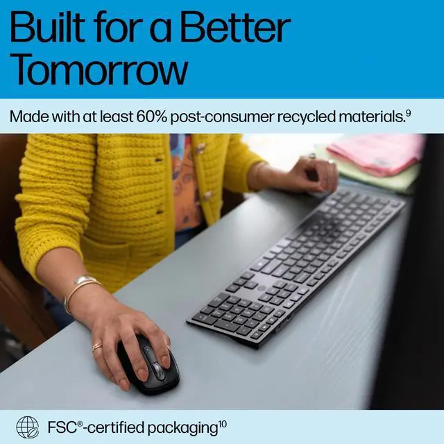 Alt view image 6 of 8 - HP 725 Multi-Device Rechargeable Wireless Keyboard and Mouse Combo