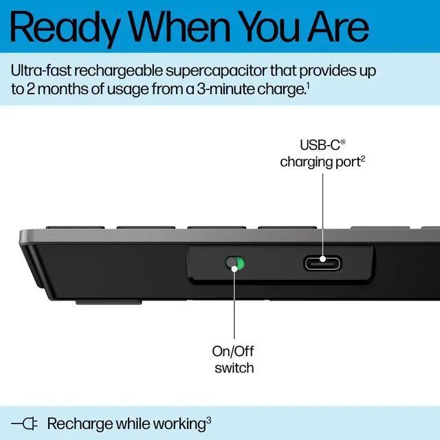 Alt view image 7 of 8 - HP 725 Multi-Device Rechargeable Wireless Keyboard