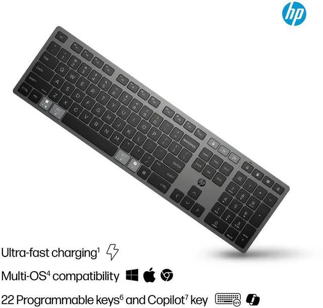 Alt view image 6 of 8 - HP 725 Multi-Device Rechargeable Wireless Keyboard