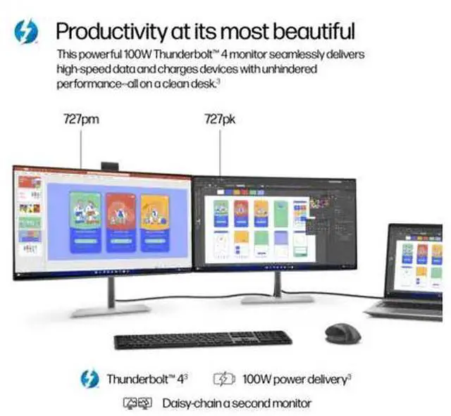 Alt view image 13 of 18 - HP Series 7 Pro 727pk 27" 4K UHD IPS Monitor 5 ms GtG, 16:9 2000:1 Edge-Lit USB-C, DisplayHDR 400, Thunderbolt 4, HDMI & DisplayPort - 8J9G2AA